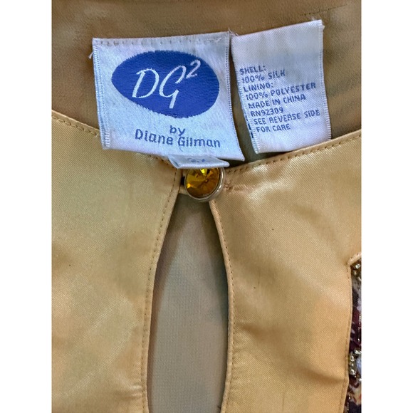 DG2 Diane Gilman Sheer Blouse Embellished Keyhole Top Animal Print L - Picture 2 of 5